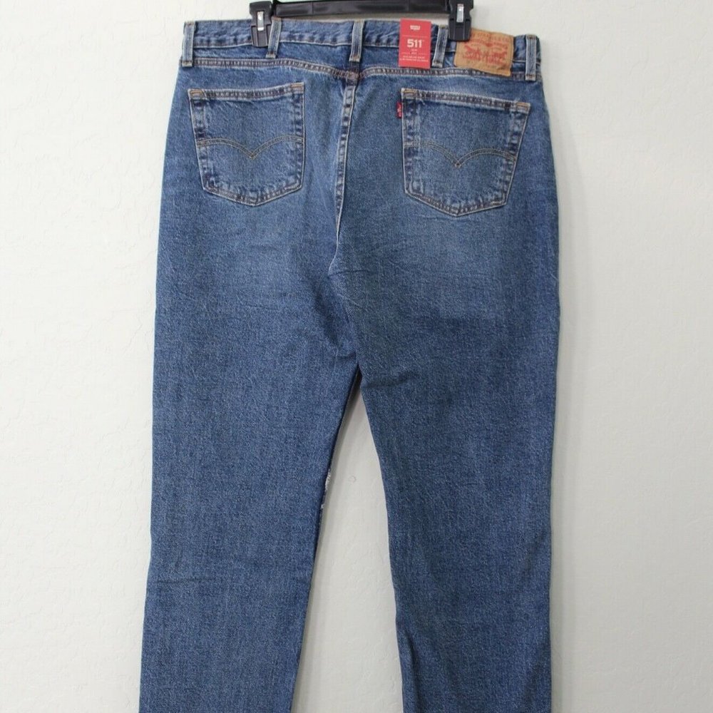 Levi's Mens' 511 Slim Fit Distressed Jeans Size 38 x 30 Medium Wash Blue